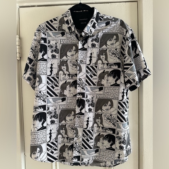 Interaffairs slim fit comic/anime button down shirt - Picture 2 of 4